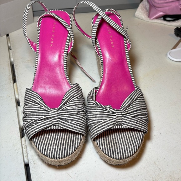 Trina Turk Shoes - Trina Turk Pink Insole Striped Wedge Heel